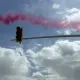 Розовый дым заметили в небе над Астаной после пролета истребителей